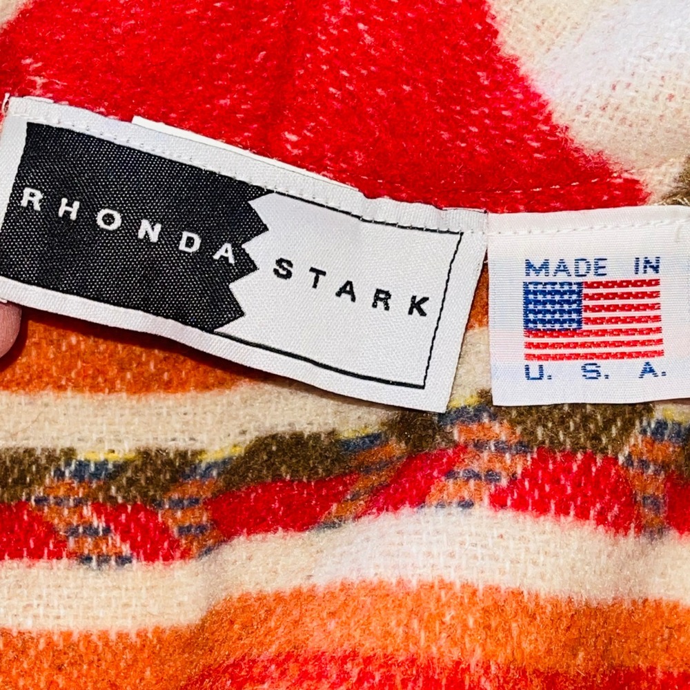RHONDA STARK USA Made Southwest Geometric Blanket Print Peplum Jacket Blazer S - Picture 11 of 11